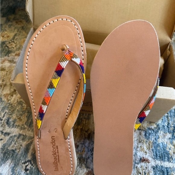 Laidback London Women's Multicolor Beaded Espadrilles - Tan - Picture 3 of 4